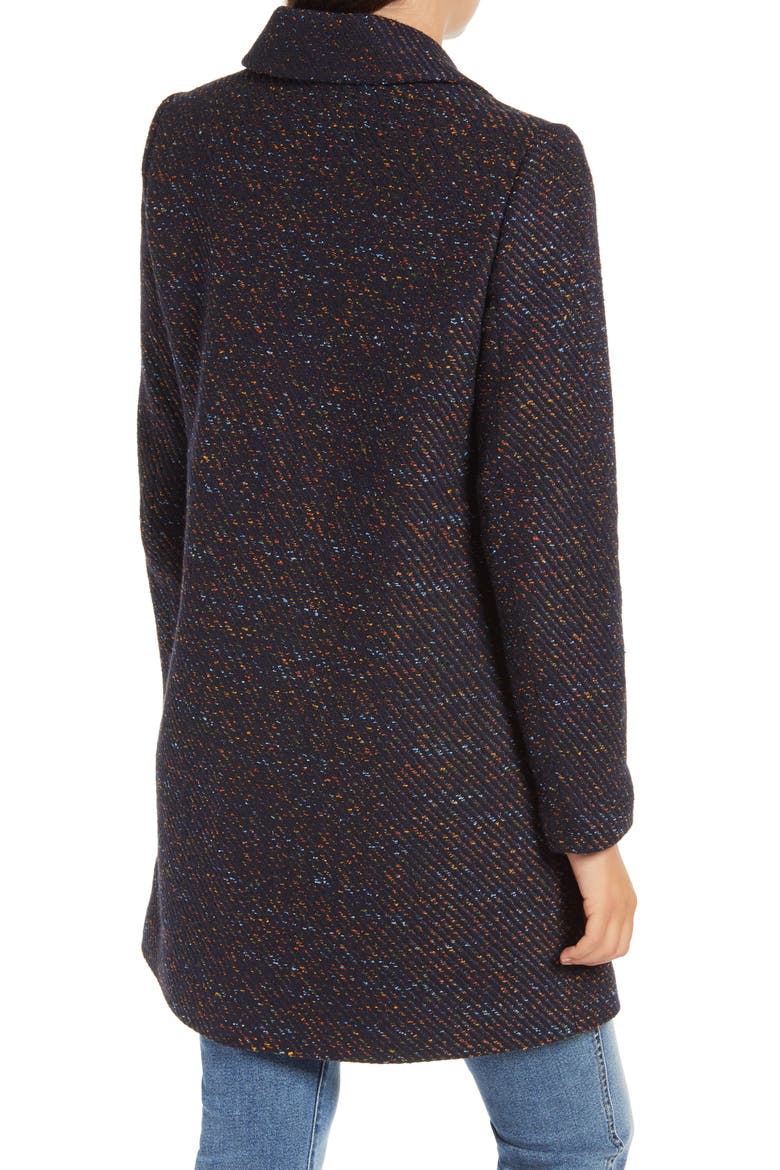 Notch Collar Tweed Coat, Alternate, color, NAVY