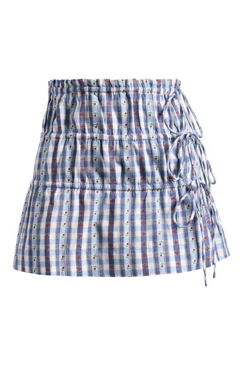 Este Tiered Organic Cotton Miniskirt, Alternate, color, NAVY