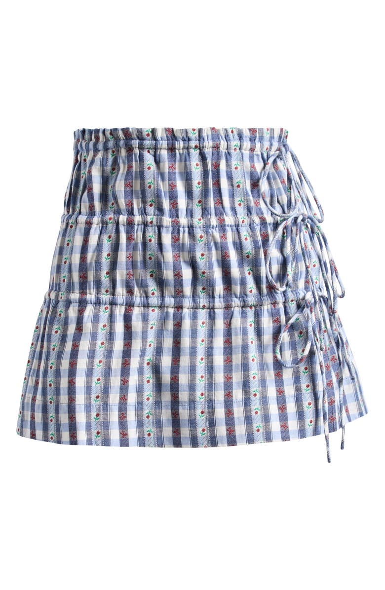 Damson Madder Este Tiered Organic Cotton Miniskirt, Alternate, color, Navy