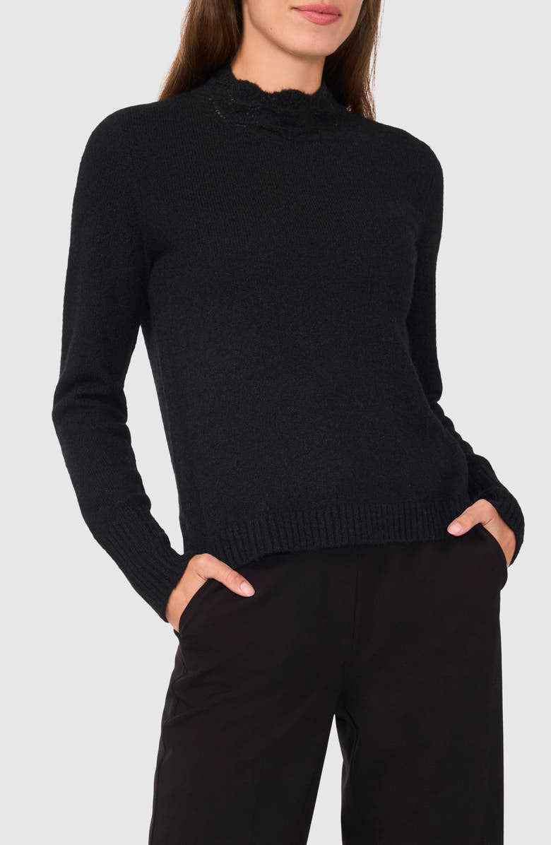 Halogen<sup>®</sup> Pointelle Mock Neck Sweater, Main, color,