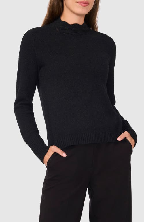 Halogenr Halogen(r) Pointelle Mock Neck Sweater In Rich Black