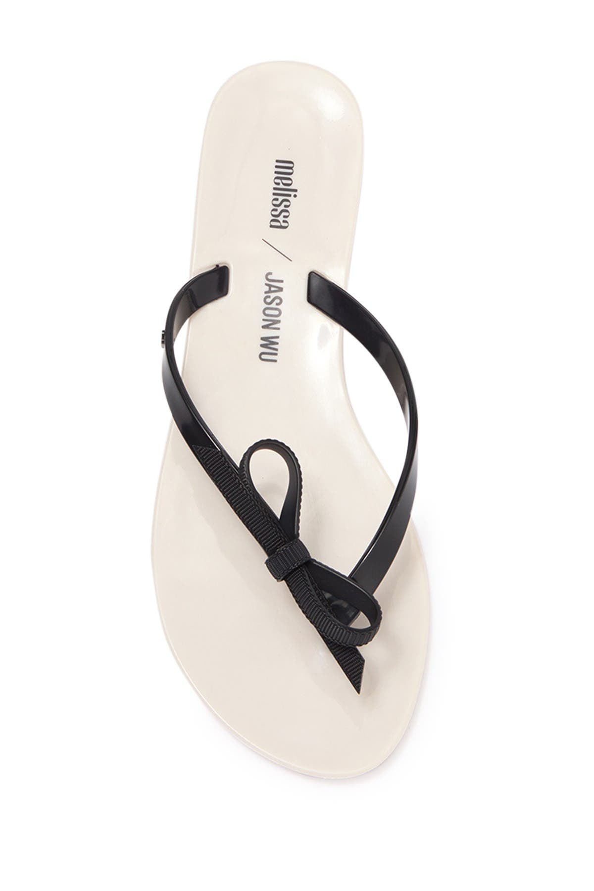 Harmonic Bow Jelly Flip Flop, Alternate, color, BEIGE/BLACK