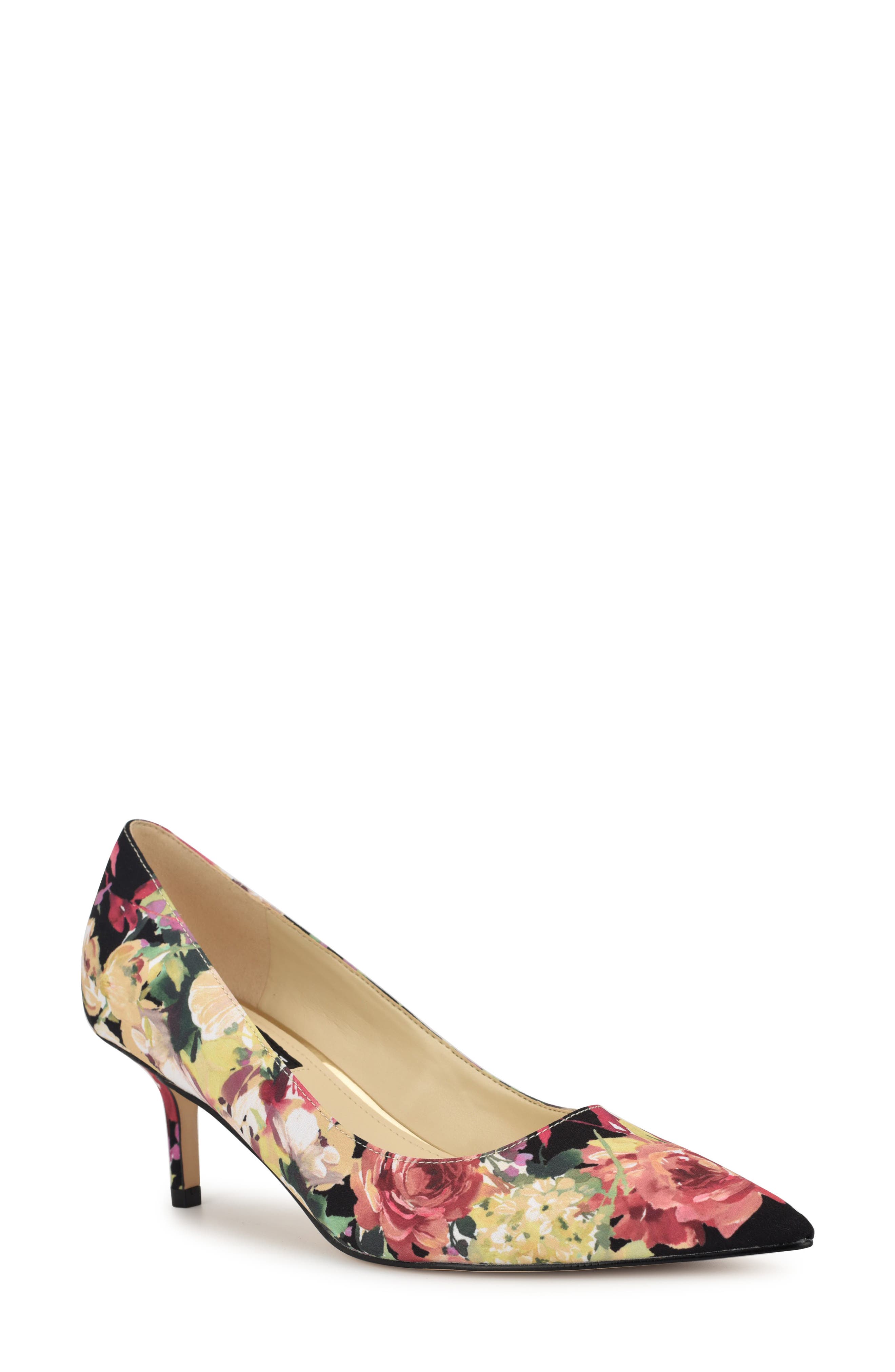 Arlene Pointed Toe Pump, Main, color, BLACK FLORAL MULTI