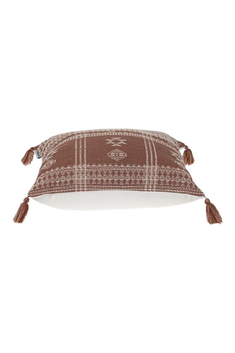 Tassel Trim Square Accent Pillow, Alternate, color, BROWN