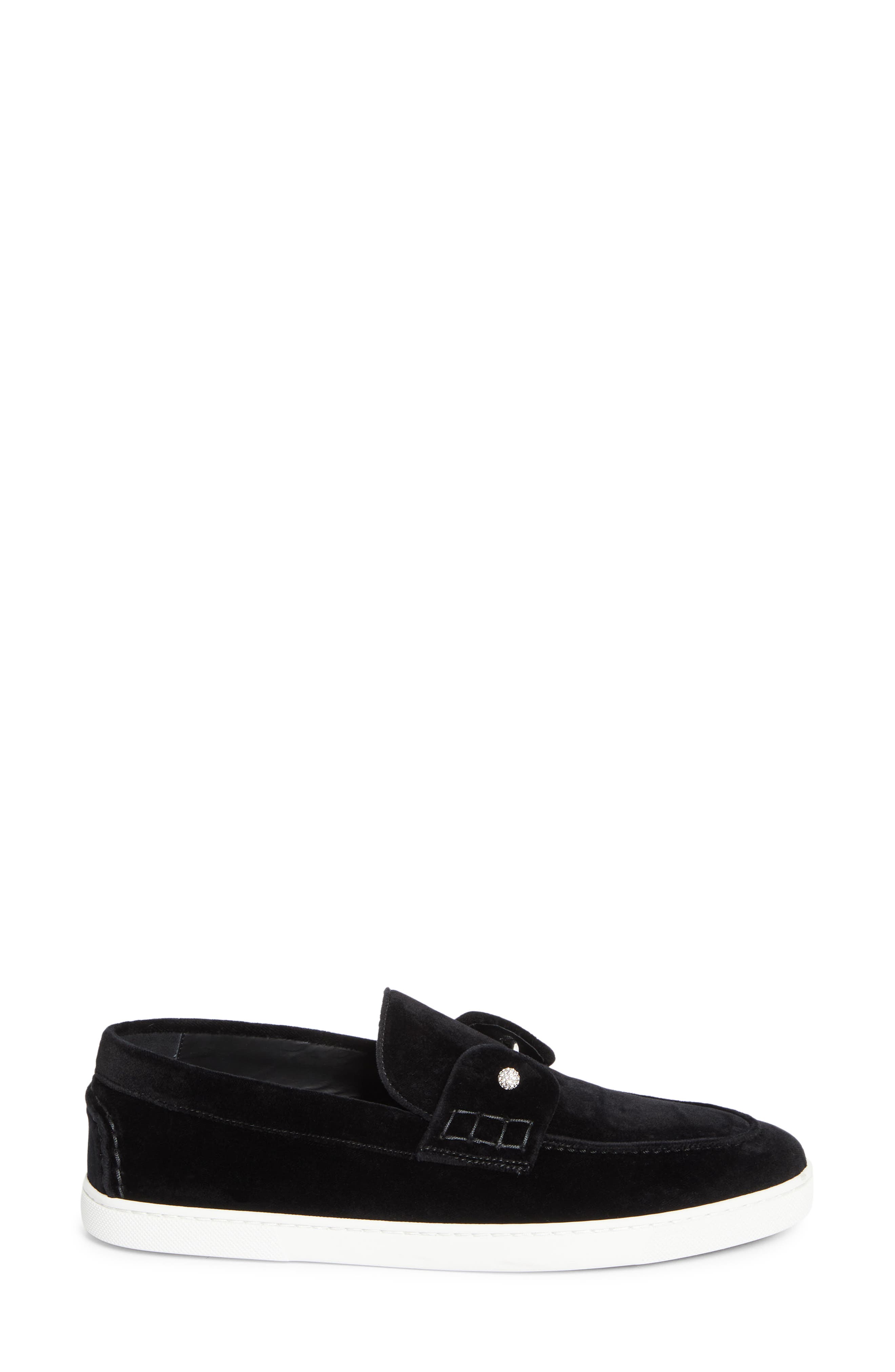 Christian Louboutin Chambeliboat Loafer, Alternate, color, Black/ Crystal