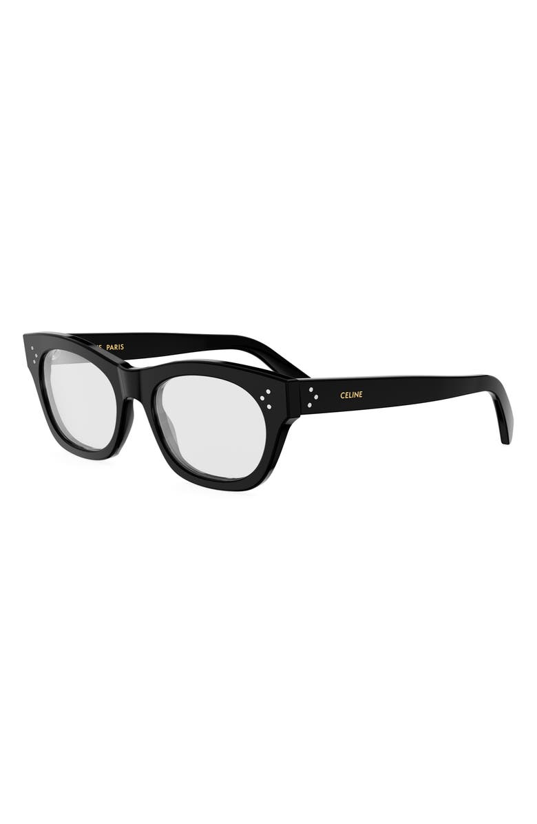 CELINE 3 Dots 53mm Cat Eye Optical Glasses, Alternate, color, Shiny Black
