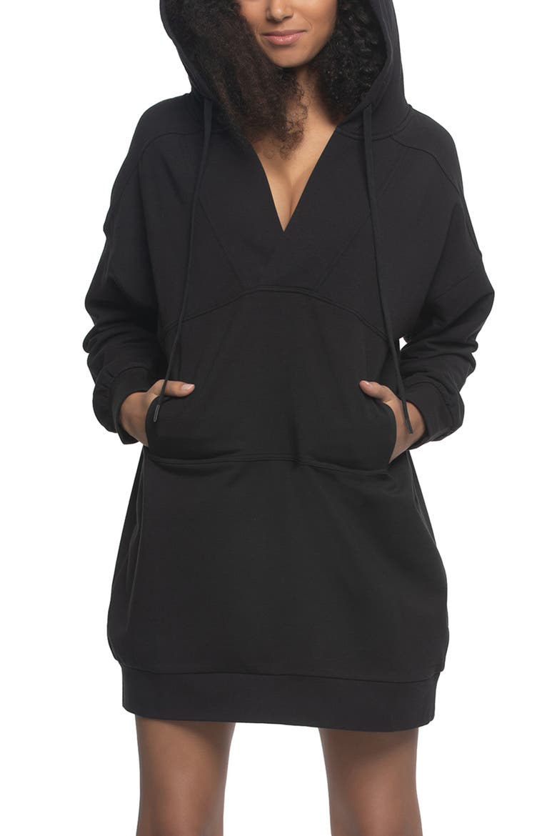 Kimora Long Sleeve Sweatshirt Lounge Dress, Alternate, color, BLACK