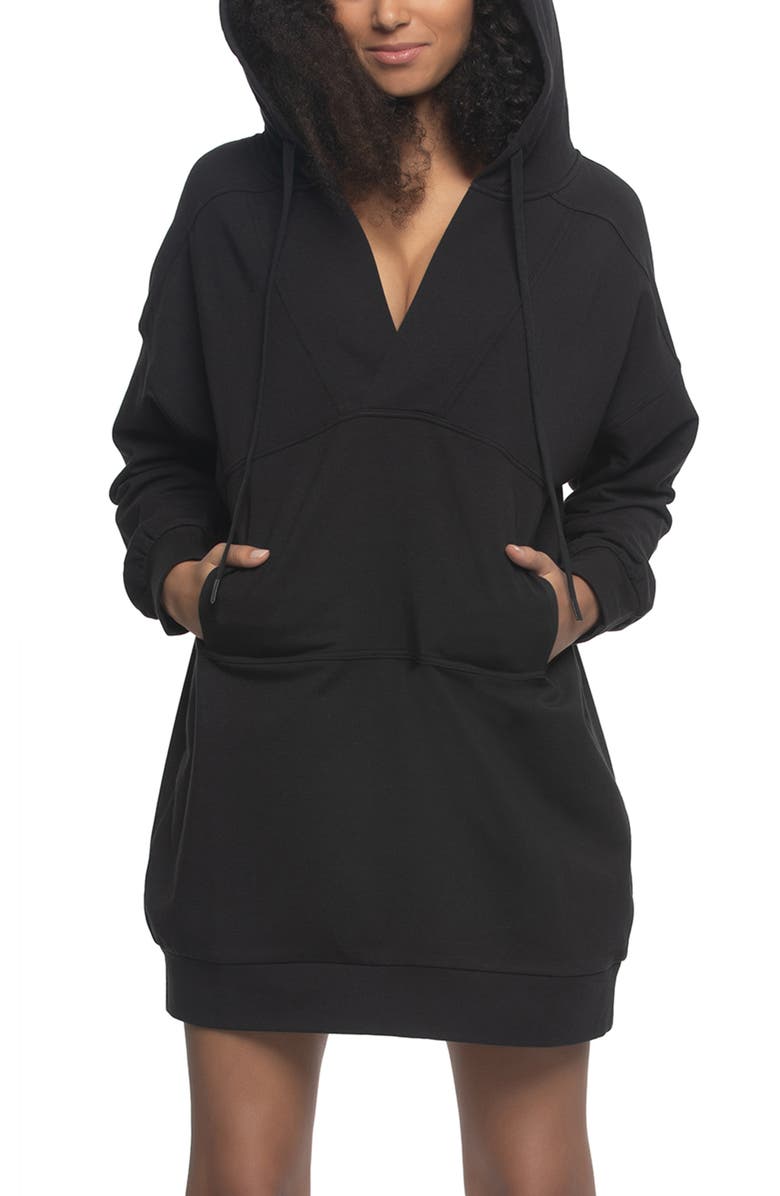 Felina Kimora Long Sleeve Sweatshirt Lounge Dress, Alternate, color, Black