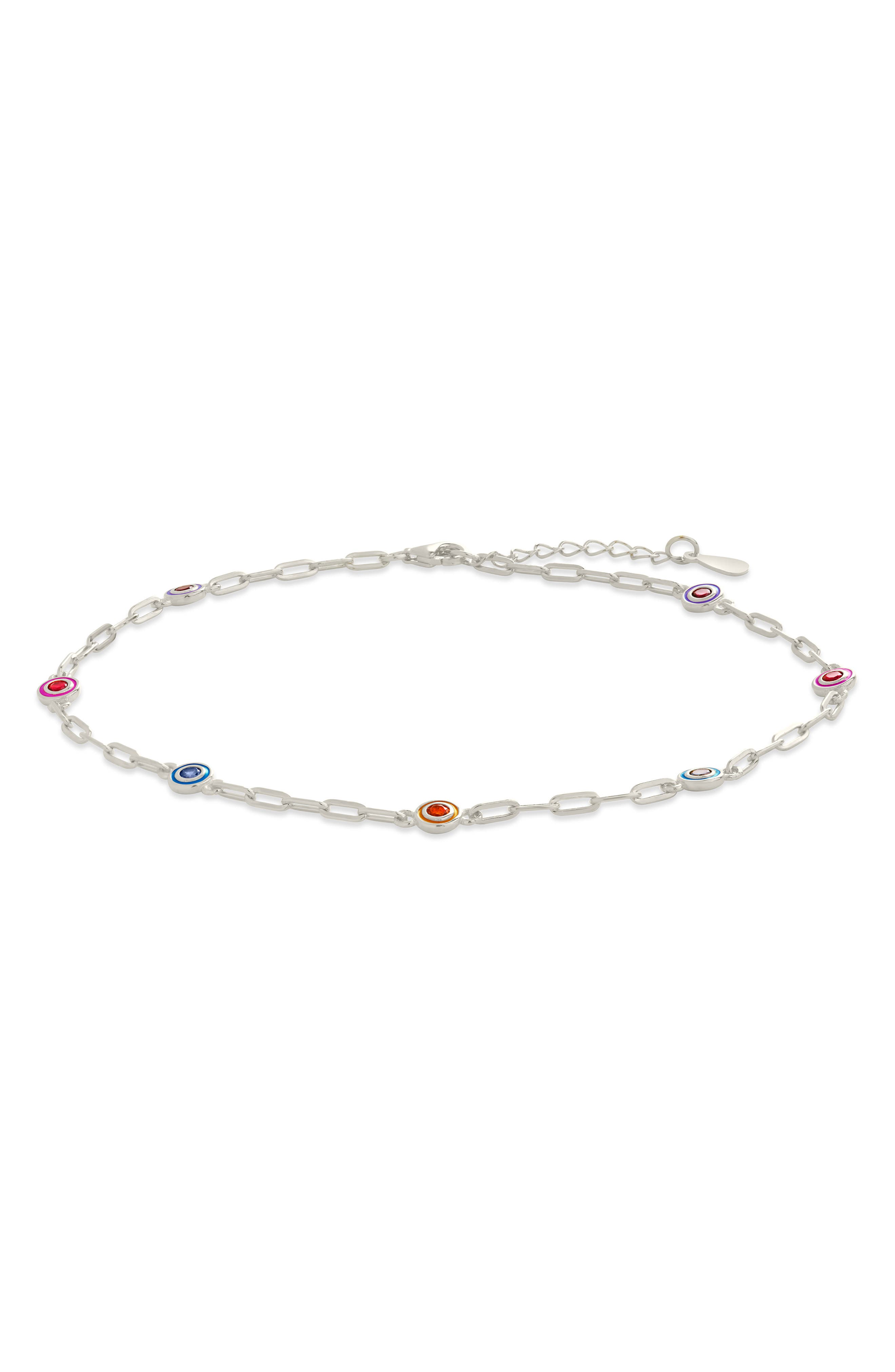 Sterling Forever Collette Station Anklet (Women) | Nordstrom