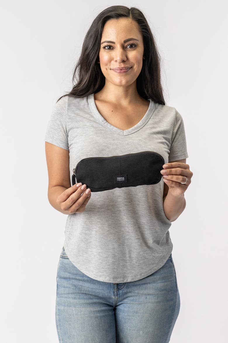 Organic Cotton Pencil Bag, Alternate, color, Ivory Black