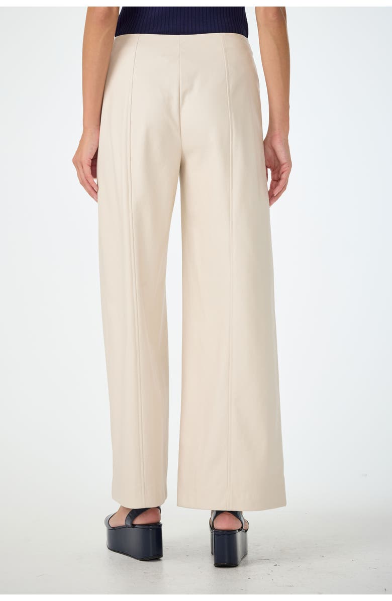 Trina Turk Parque Faux Leather Wide Leg Pant, Alternate, color, Ecru
