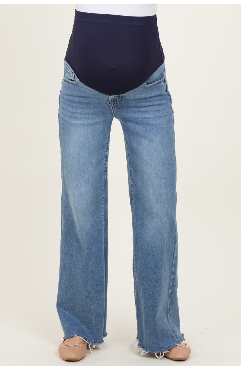 PinkBlush Distressed Relaxed Wide Leg Maternity Jeans, Alternate, color, 
