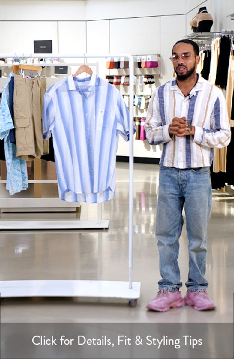 Nova Wave Maliblue Stripe Short Sleeve Button-Up Shirt, sales video thumbnail