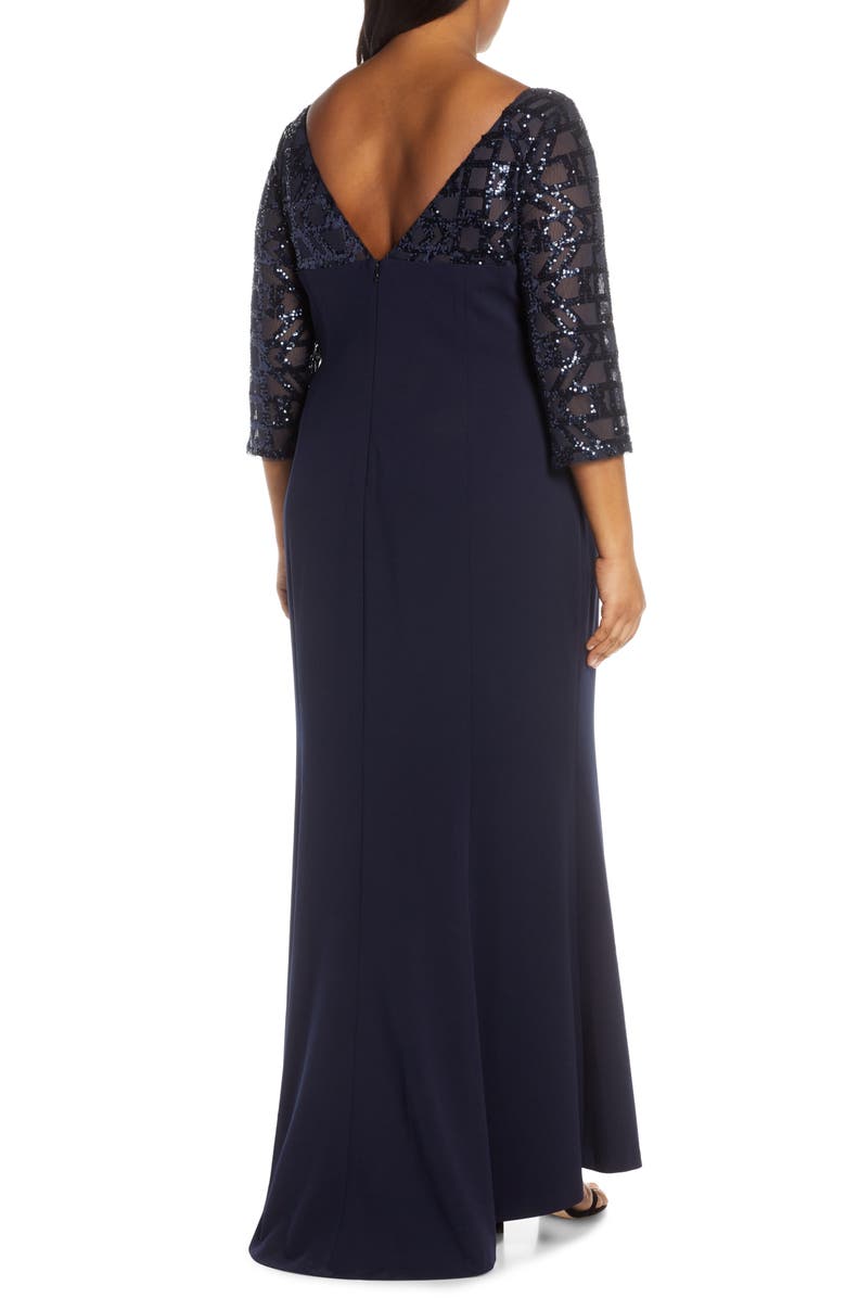 Vince Camuto Sequin Crepe Trumpet Gown, Alternate, color, 