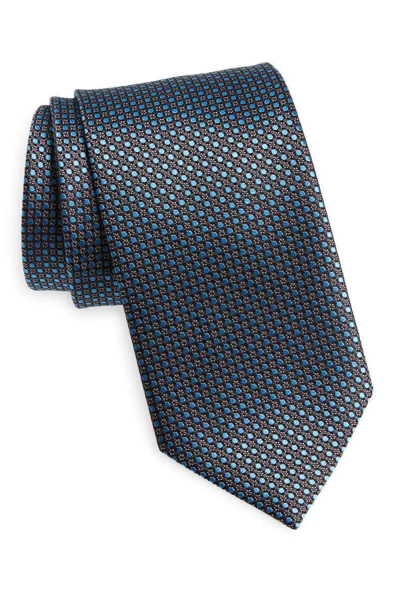 Neat Dot Silk Tie, Main, color, CHARCOAL