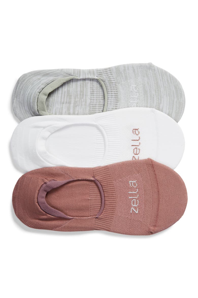 3-Pack No-Show Socks, Main, color, PURPLE TAUPE