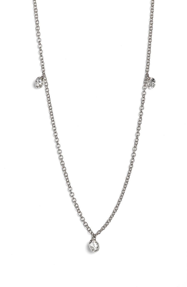 Bony Levy 'Floating Diamond' 3-Diamond Necklace, Main, color, White Gold