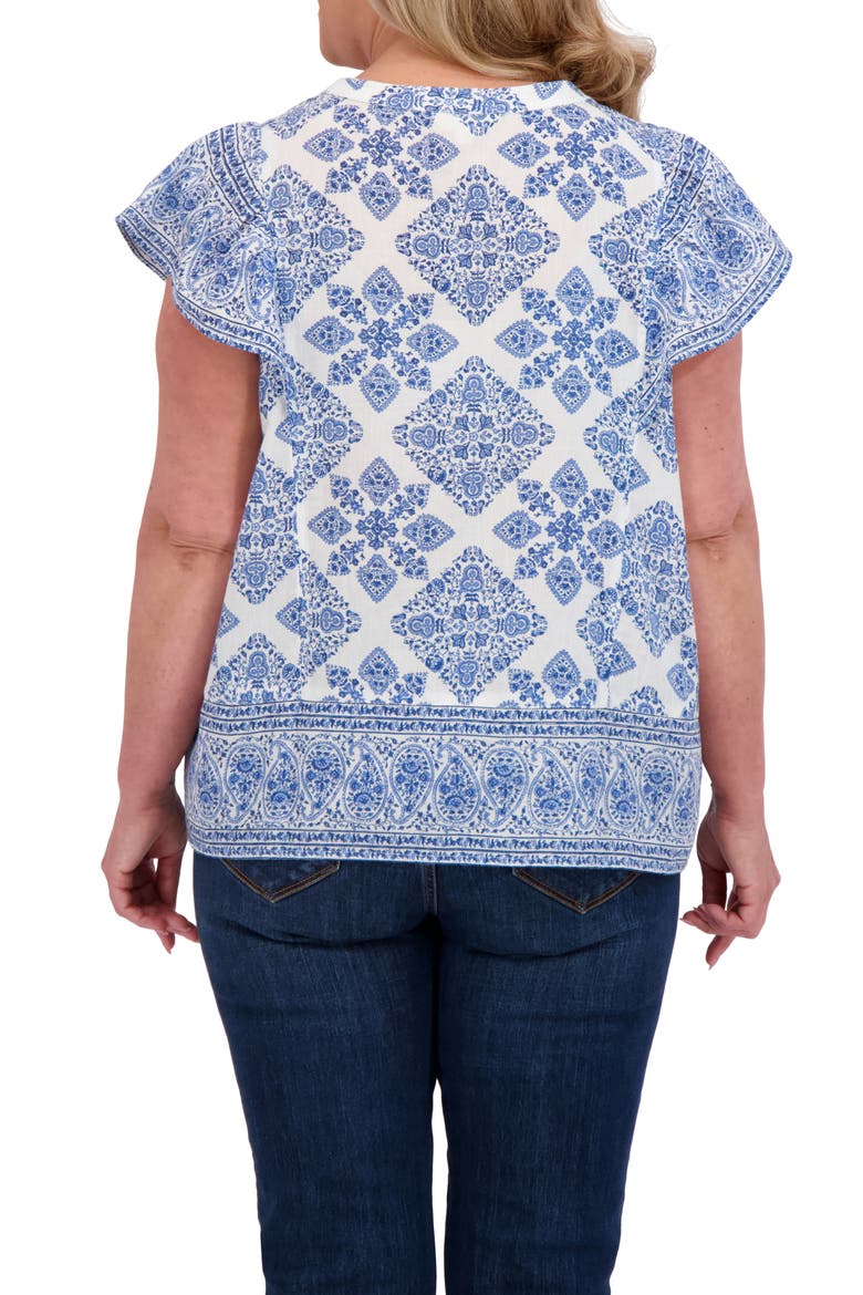 Ruffle Print Top, Alternate, color, BLUE COMBO