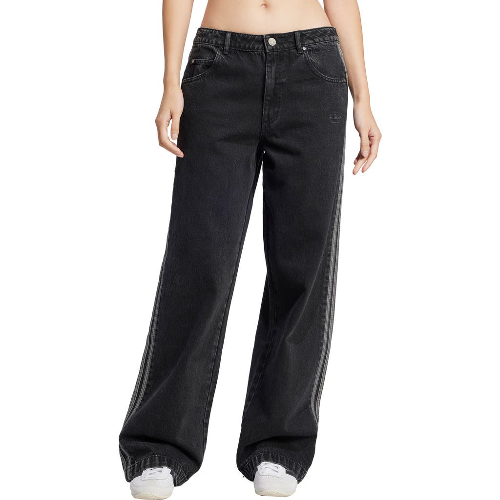 Adidas Originals Adicolor 3-stripes Denim Track Pants In Black