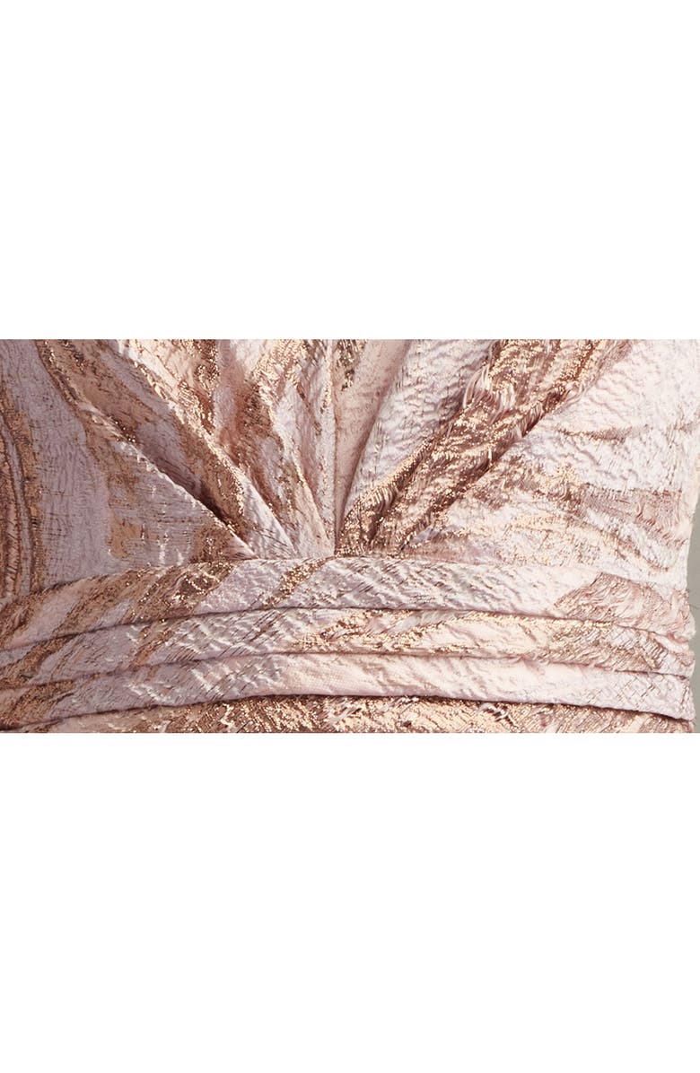 Tadashi Shoji Metallic Textured Abstract Print Gown, Alternate, color, Pebble