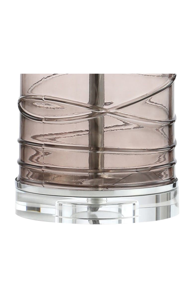 JONATHAN Y Cole 27.5" Modern Fused Glass Cylinder LED Table Lamp, Alternate, color, Smoky Gray