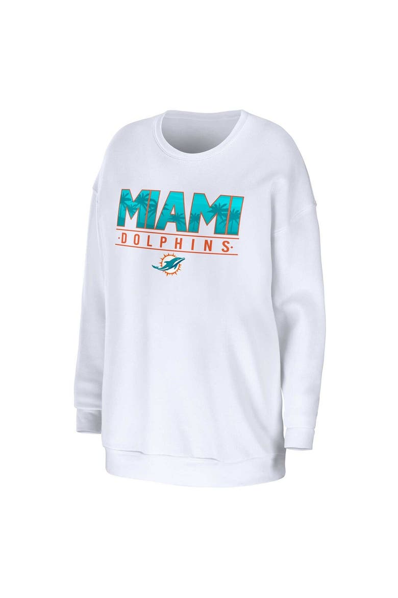 Women's WEAR by Erin Andrews White Miami Dolphins Domestic Pullover Sweatshirt, Alternate, color, White