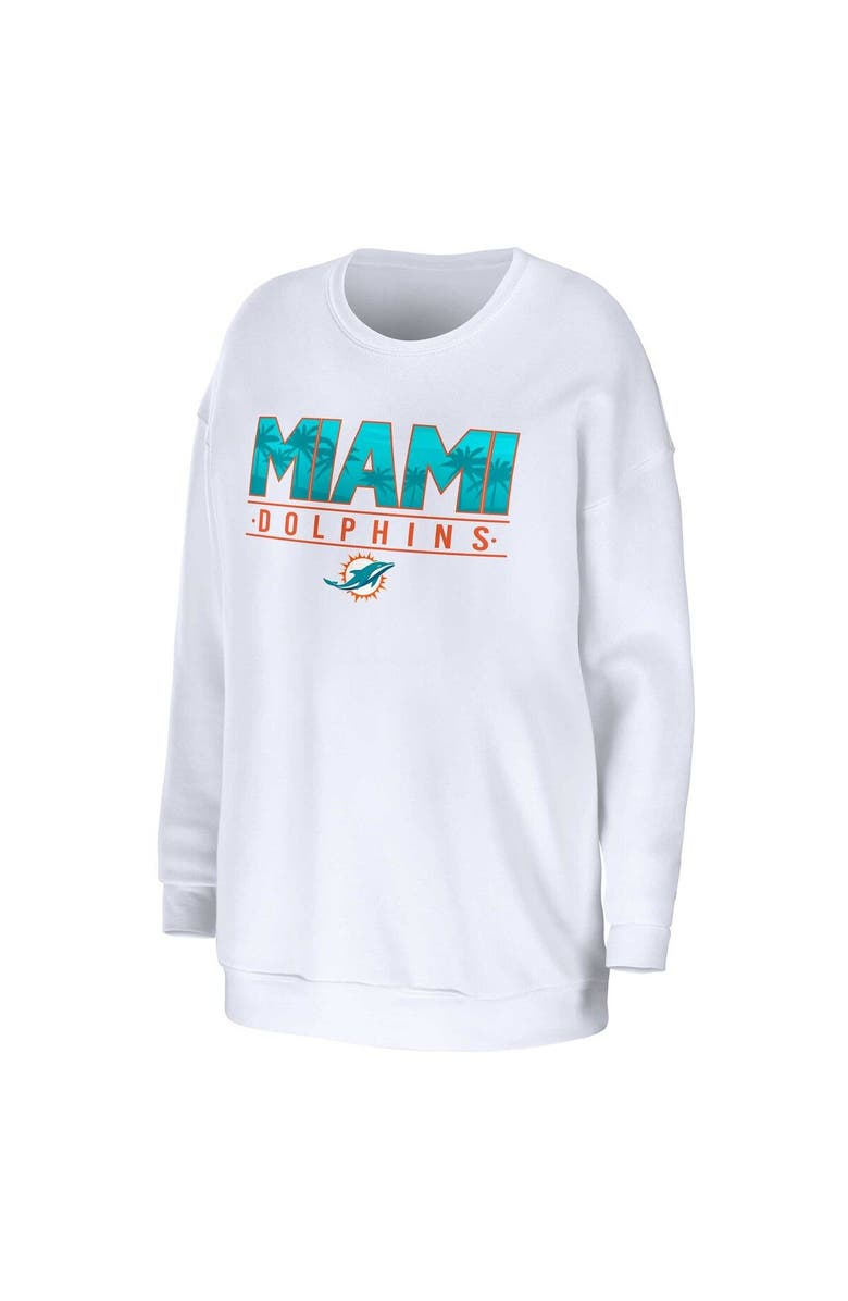 WEAR by Erin Andrews Women's WEAR by Erin Andrews White Miami Dolphins Domestic Pullover Sweatshirt, Alternate, color, White