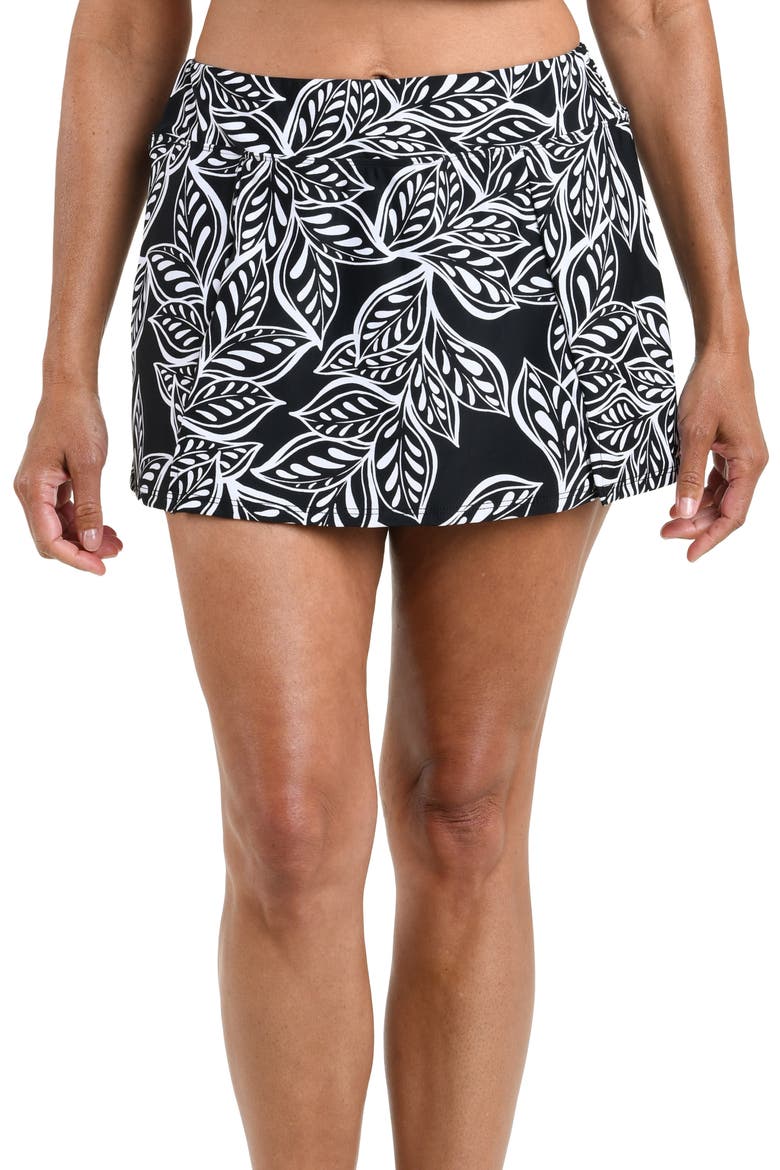 Native Vines Full Coverage Swim Skirt, Main, color, BLACK