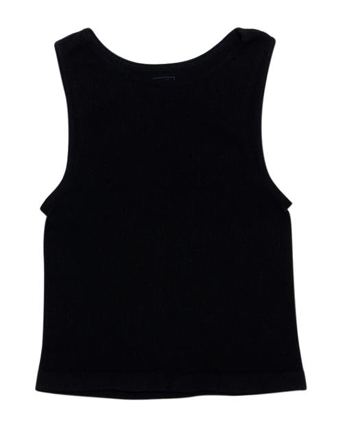 Malibu Sugar Littles Ribbed Crop Sport Tank Top In Black