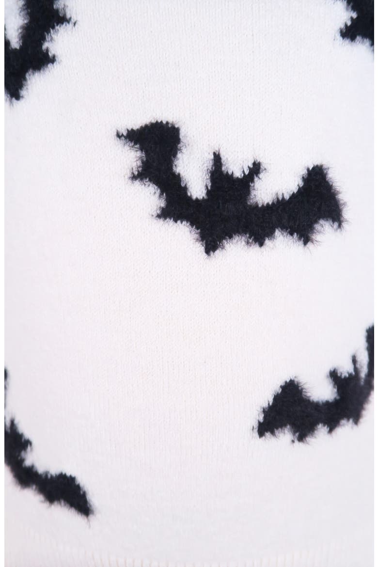 Kids' Halloween Bat Eyelash Yarn Sweater, Alternate, color, IVORY/ BLACK