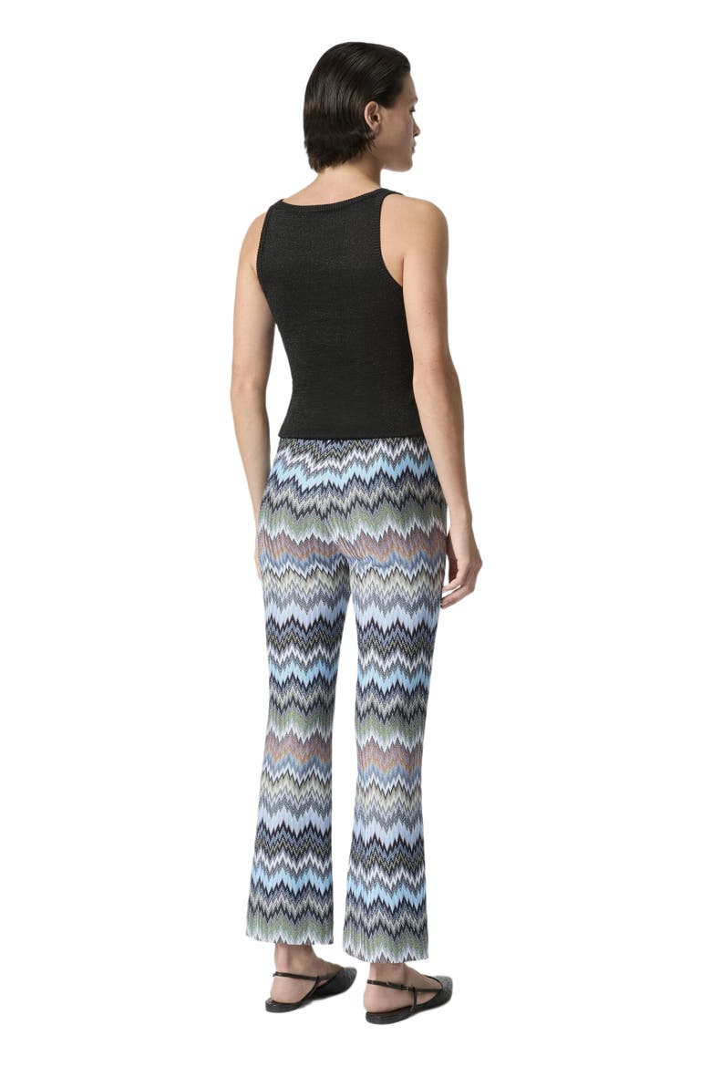 Flared Trousers In Viscose Chevron Snake Motif, Alternate, color, Multicoloured