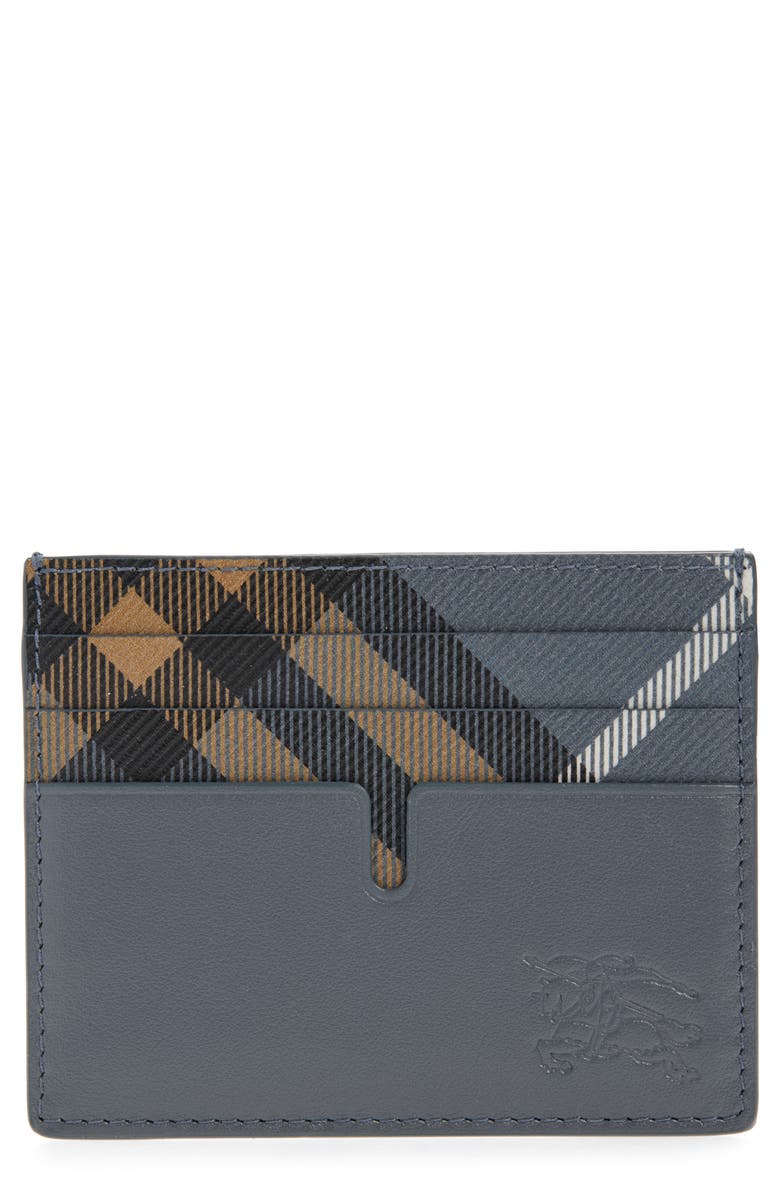 Burberry New Tall Sandon Check Coated Canvas & Leather Card Holded, Main, color, Wave Blue