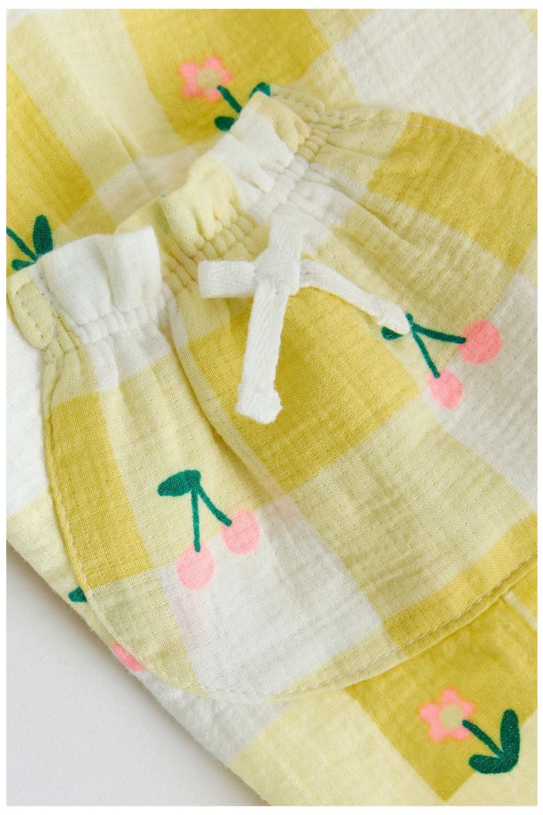 Ma Cherie Graphic Cotton T-Shirt & Gingham Pants Set, Alternate, color, YELLOW