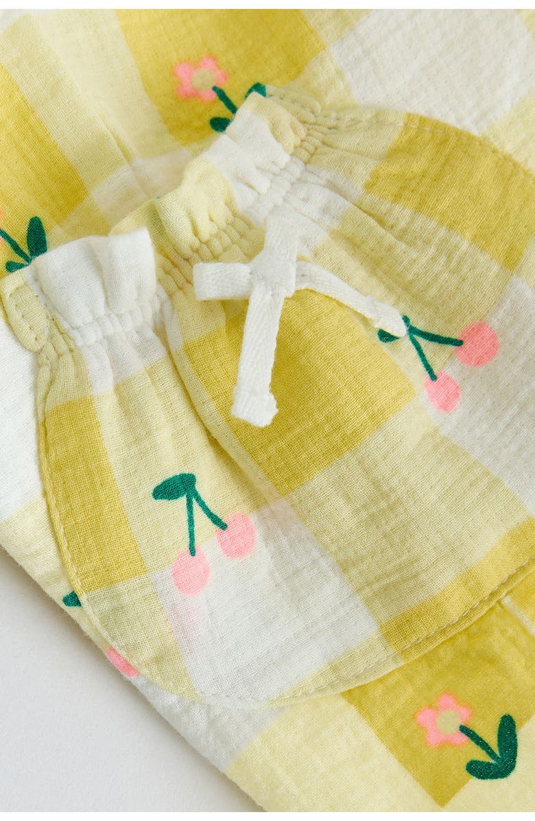 NEXT Ma Cherie Graphic Cotton T-Shirt & Gingham Pants Set, Alternate, color, Yellow
