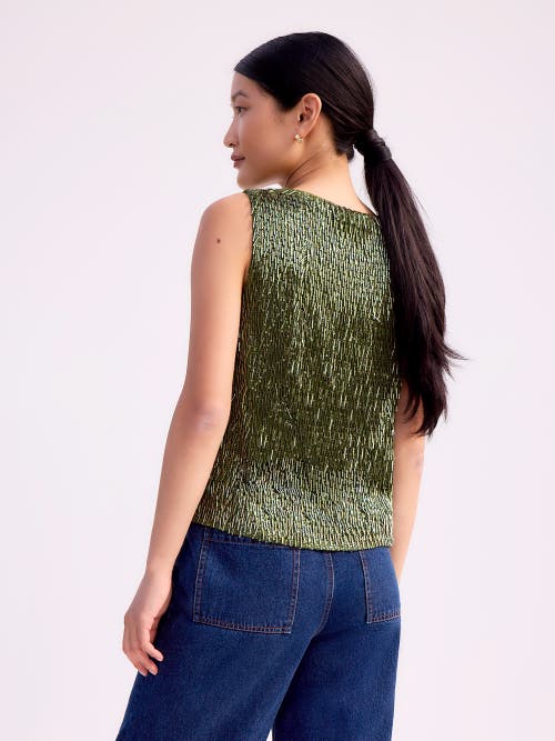 Ro&zo Sequin Shell Tank Top In Green