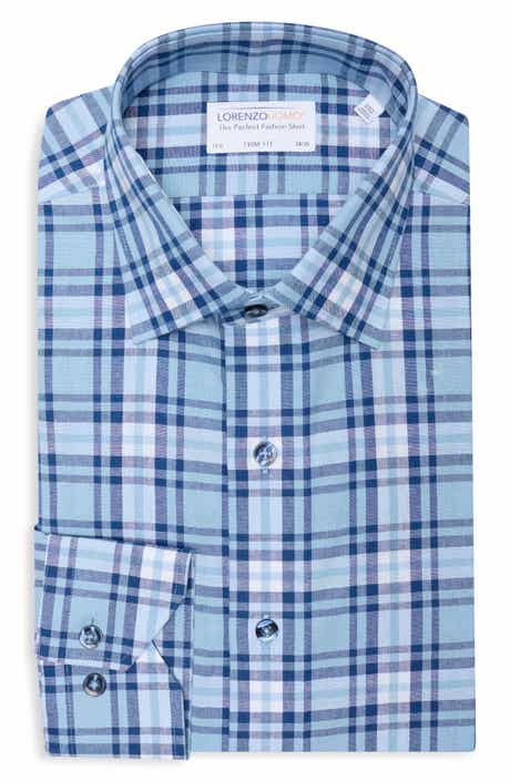 Lorenzo Uomo Trim Fit Plaid Cotton Dress Shirt