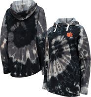 COLOSSEUM Women's Colosseum Black Clemson Tigers Slow Ride Spiral Tie-Dye Oversized Pullover Hoodie