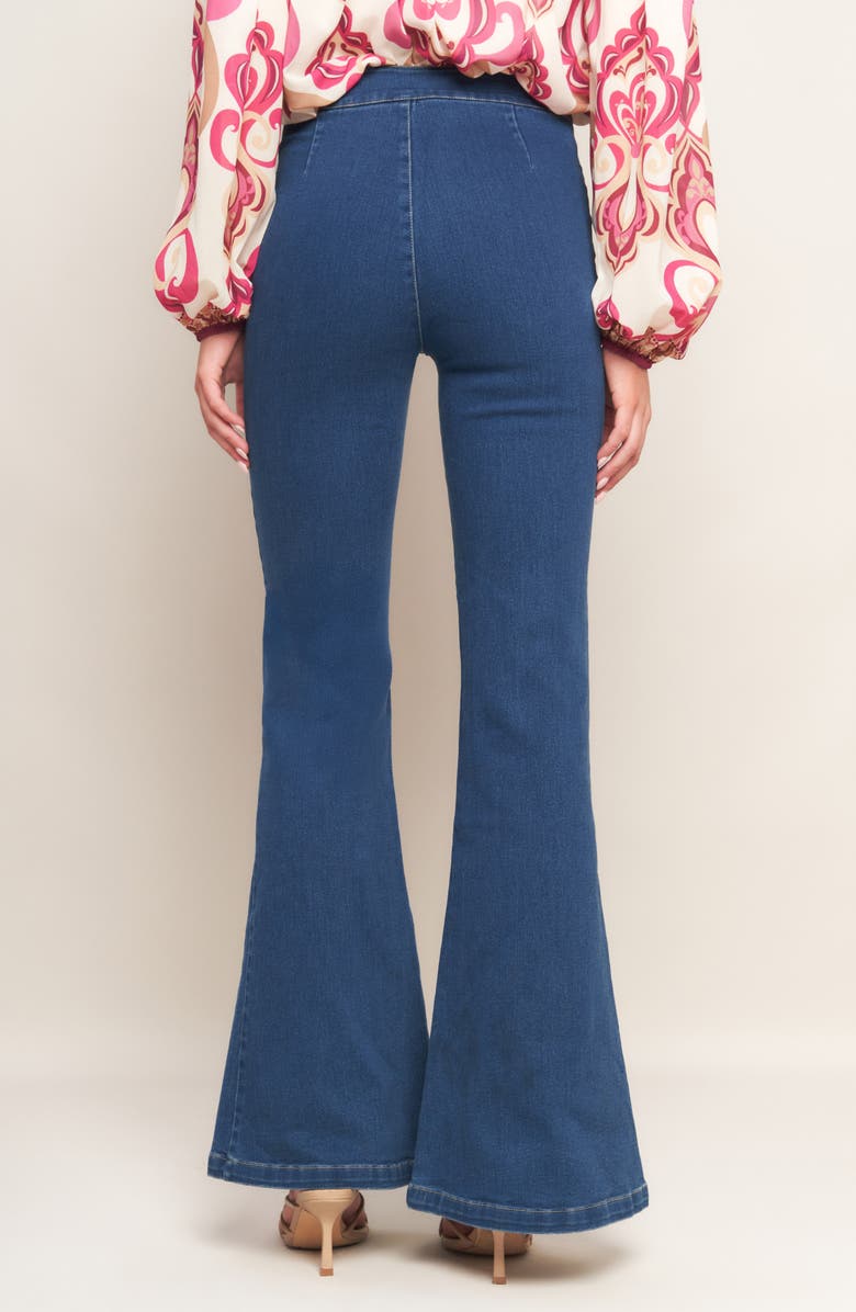 FLYING TOMATO Washed Stretch Denim Flare Pants, Alternate, color, 