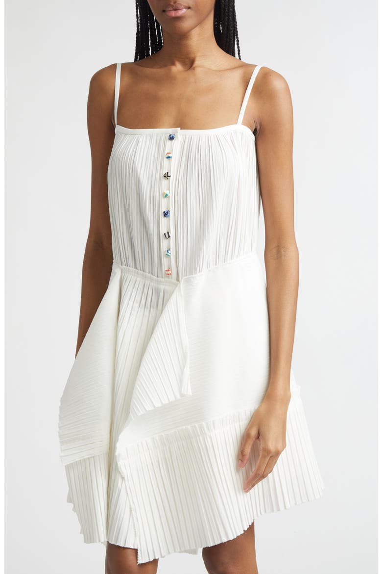 Pleated Asymmetric Dress, Alternate, color, IVORY