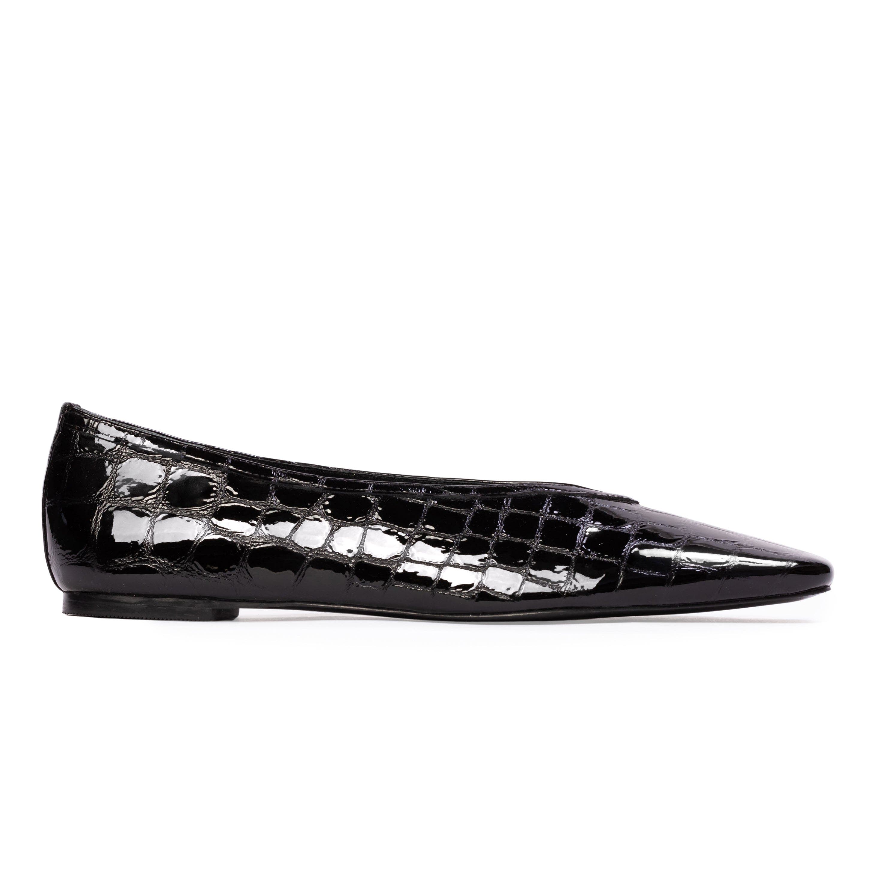 Ayra Croc Ballerina, Main, color, Black Croc Patent Leather
