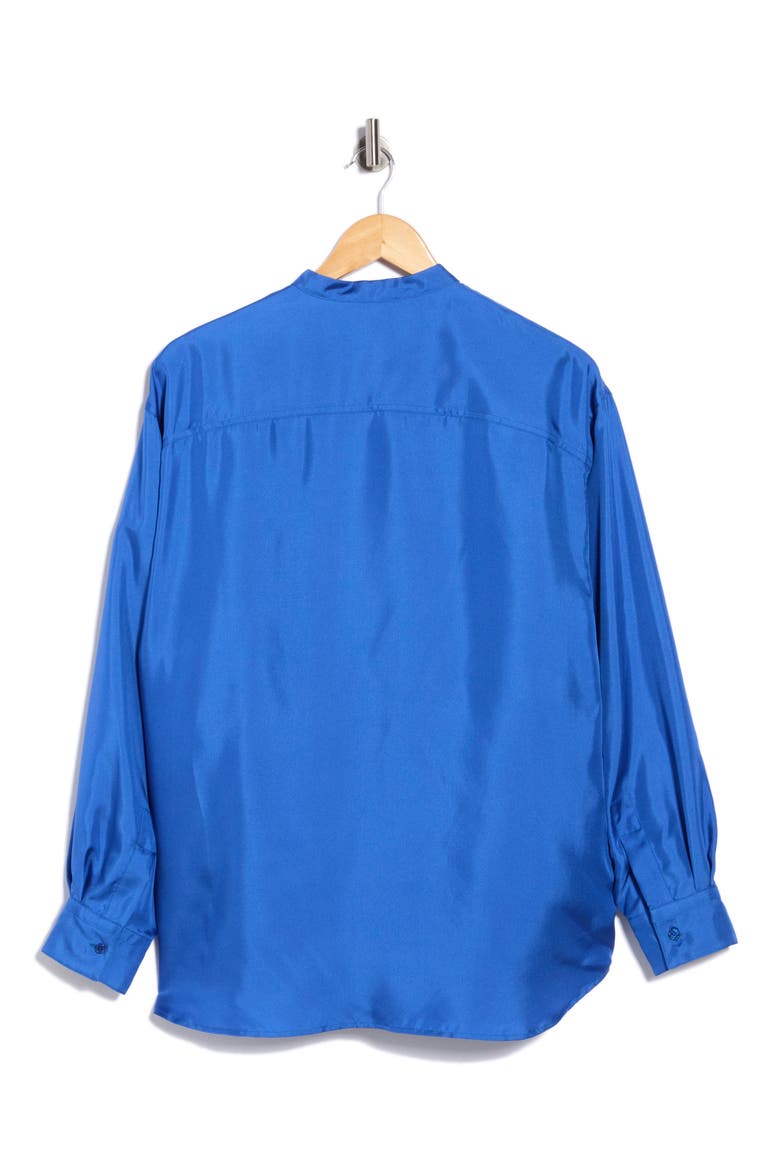 Long Sleeve Silk Tunic, Alternate, color, COBALT
