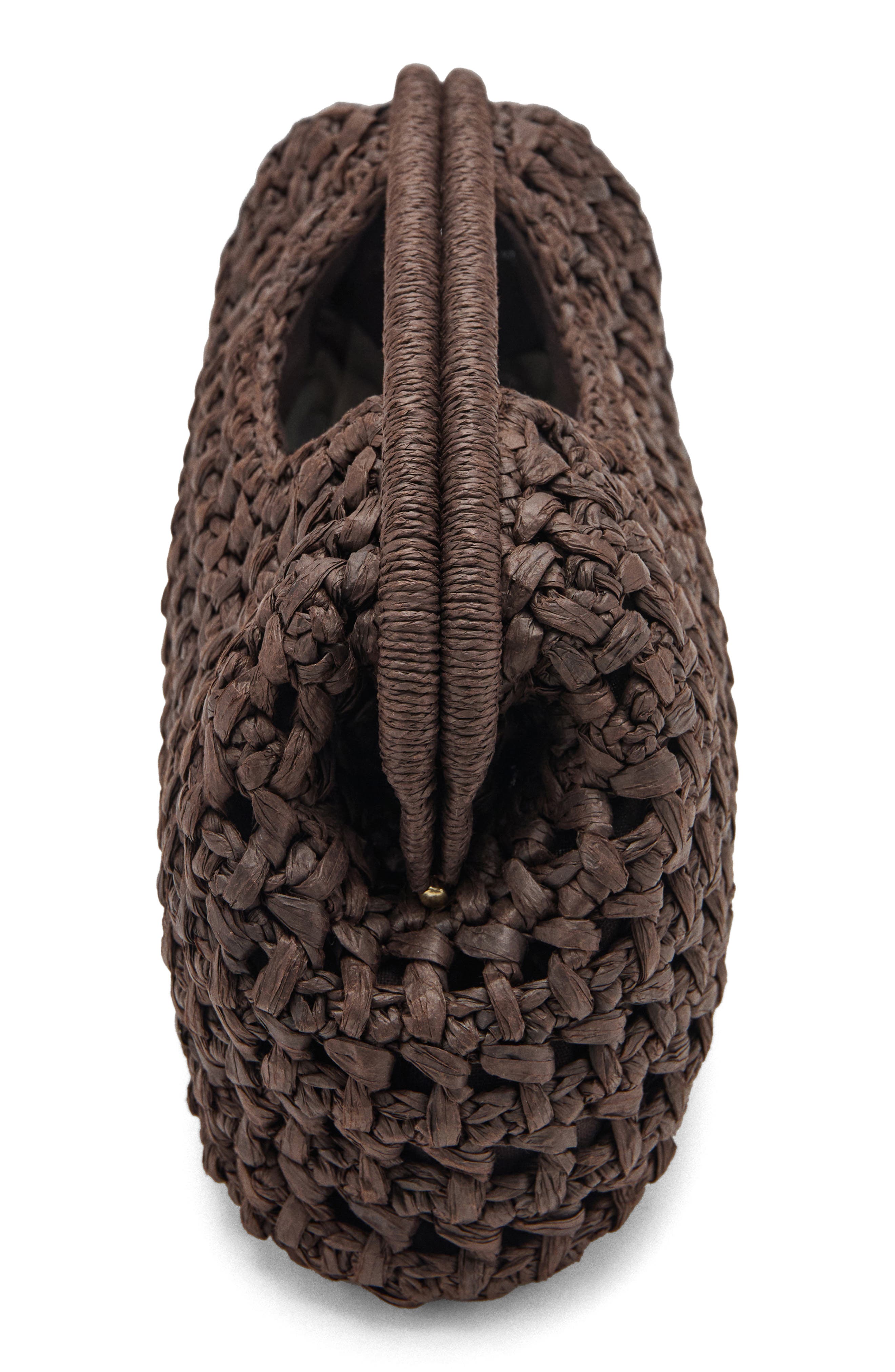 MANGO Natural Fiber Frame Clutch, Alternate, color, Chocolate