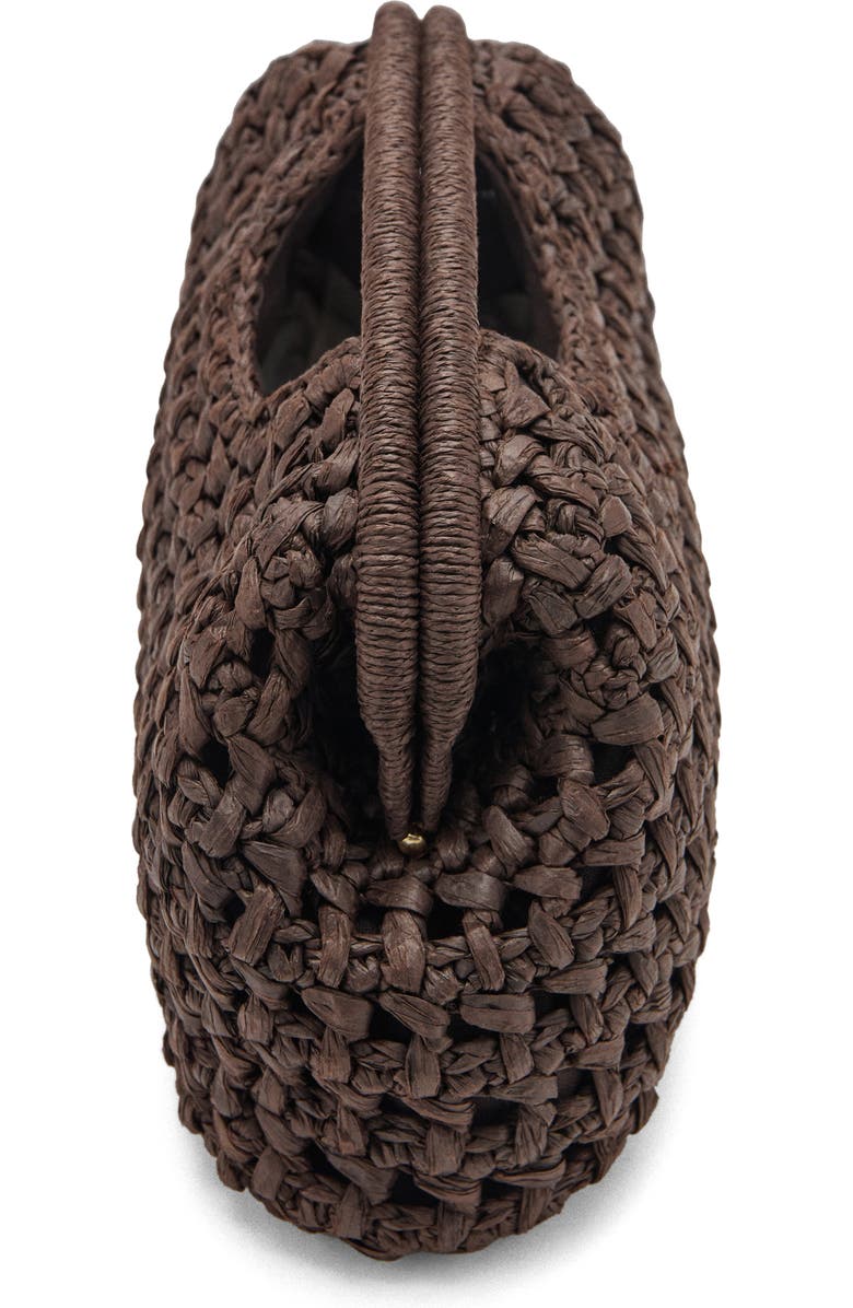 MANGO Natural Fiber Frame Clutch, Alternate, color, Chocolate