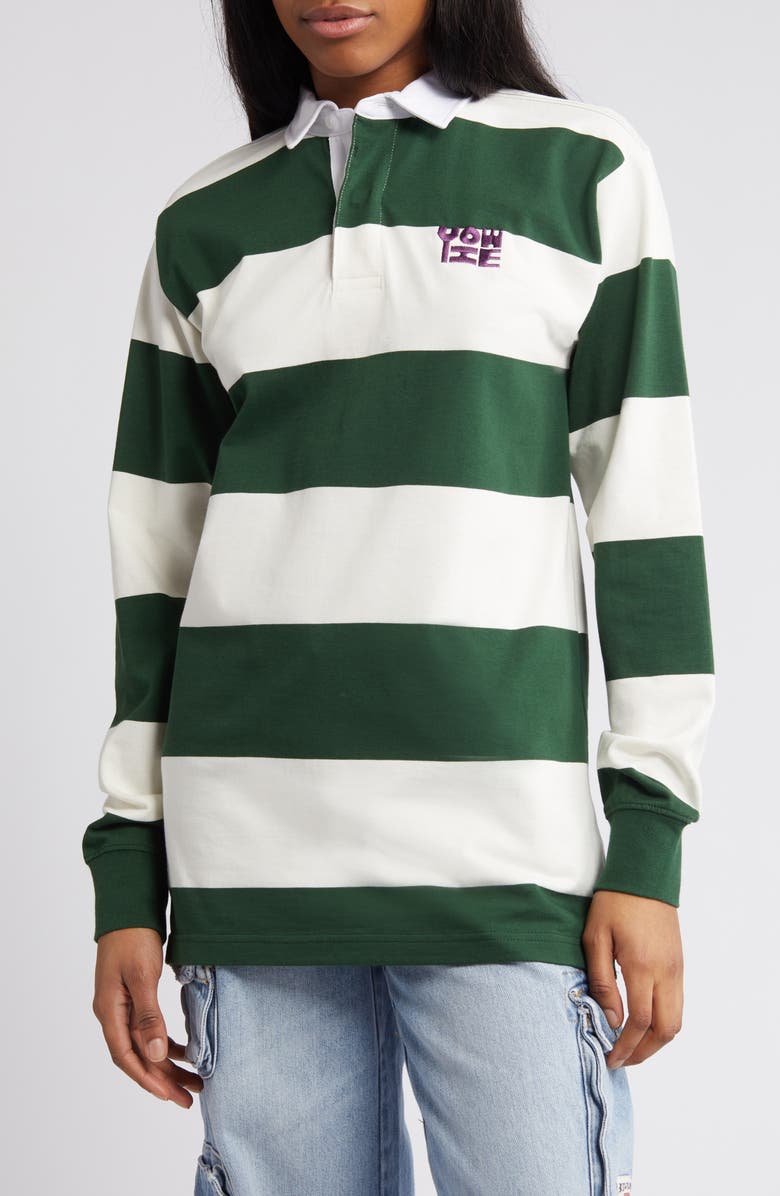 YOWIE Rugby Stripe Long Sleeve Cotton Polo, Main, color, 