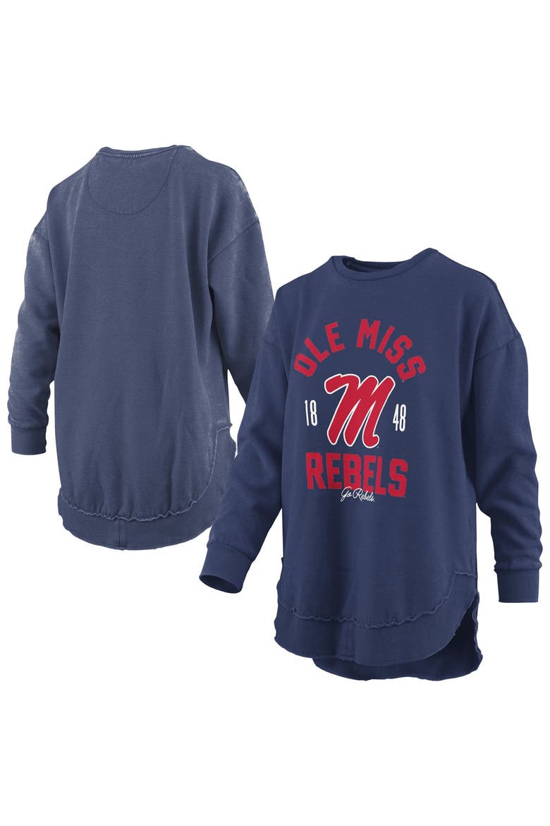 Women's Pressbox  Navy Ole Miss Rebels Blitz Crewneck Sweatshirt, Main, color, Navy
