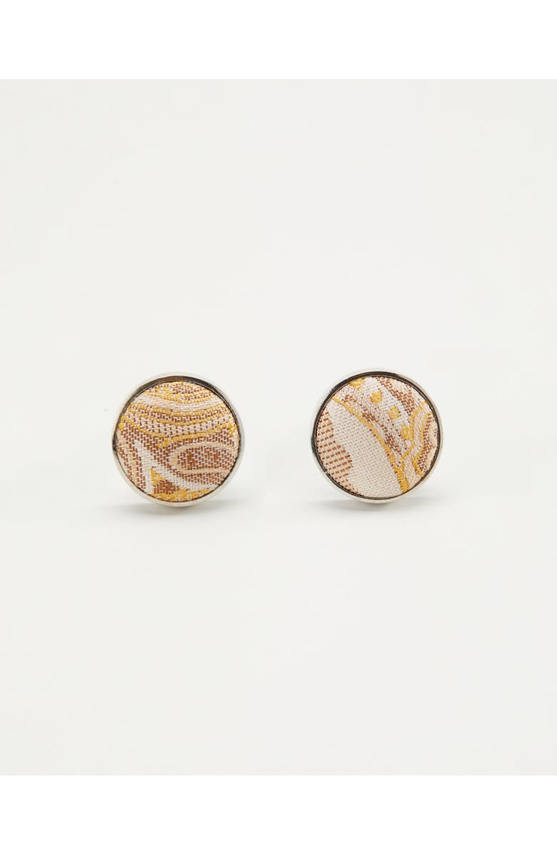 Knottery & Co Paisley Silk Cufflinks, Main, color, Latte