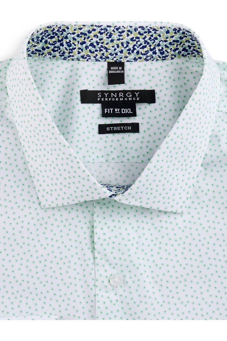Big & Tall Mini Floral Print Performance Dress Shirt, Alternate, color, WHITE