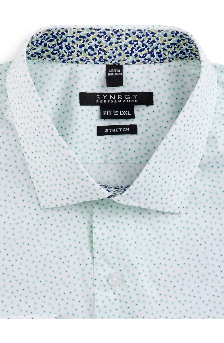 Synrgy by DXL Big & Tall Mini Floral Print Performance Dress Shirt, Alternate, color, White