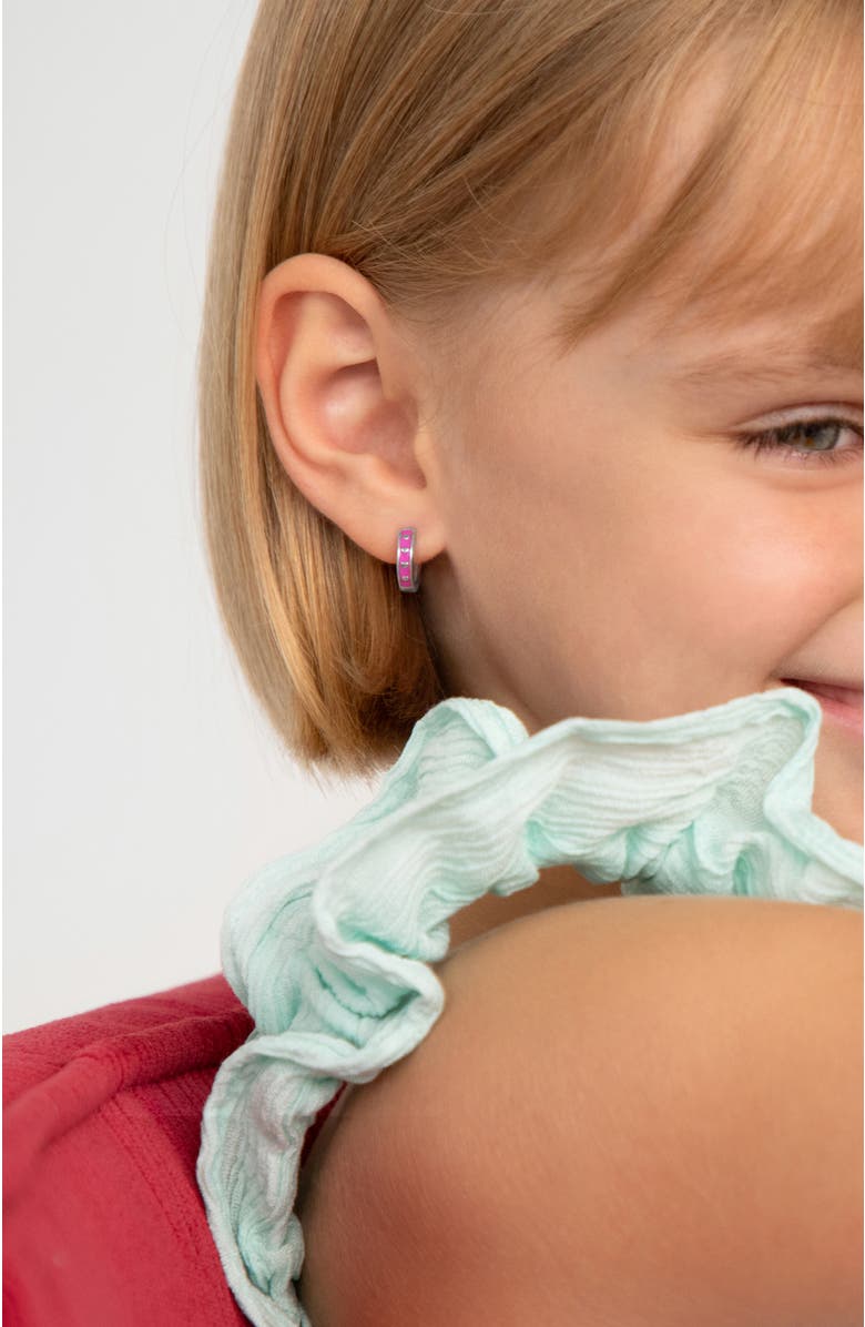 In Season Jewelry Pink Hearts Girls Huggie Hoops, Alternate, color, Pink
