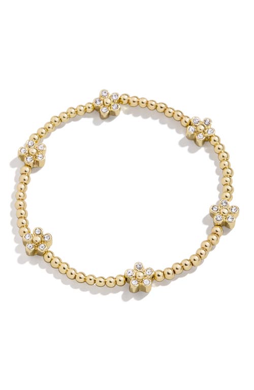 BaubleBar Pisa Daisy Beaded Stretch Bracelet in Clear/Gold 